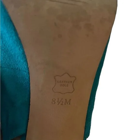 Talbots Teal Suede Leather Sling Back Heeled Pumps Women's Size 8.5 EUC!