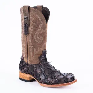TANNER MARK MEN'S EXOTIC LEATHER Fish Tabacco Shine Cowboy Boots
