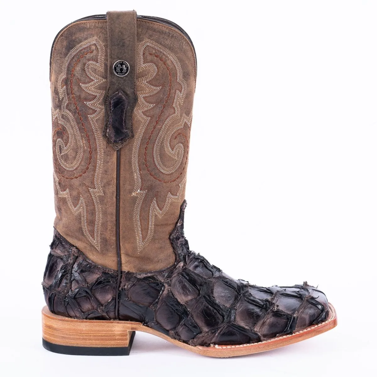 TANNER MARK MEN'S EXOTIC LEATHER Fish Tabacco Shine Cowboy Boots