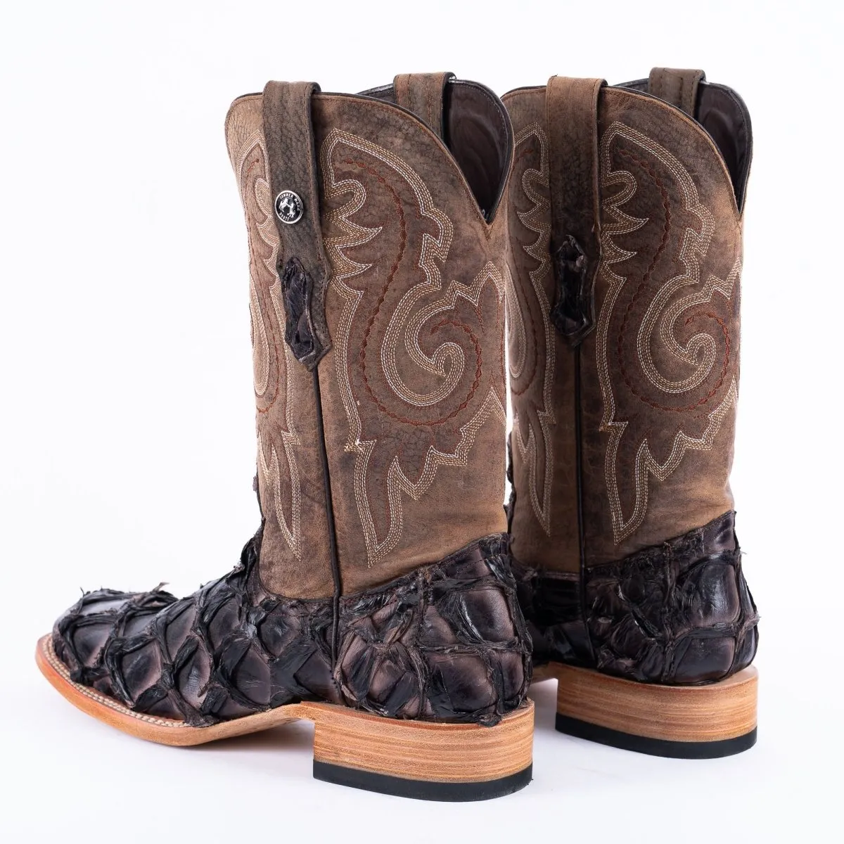 TANNER MARK MEN'S EXOTIC LEATHER Fish Tabacco Shine Cowboy Boots