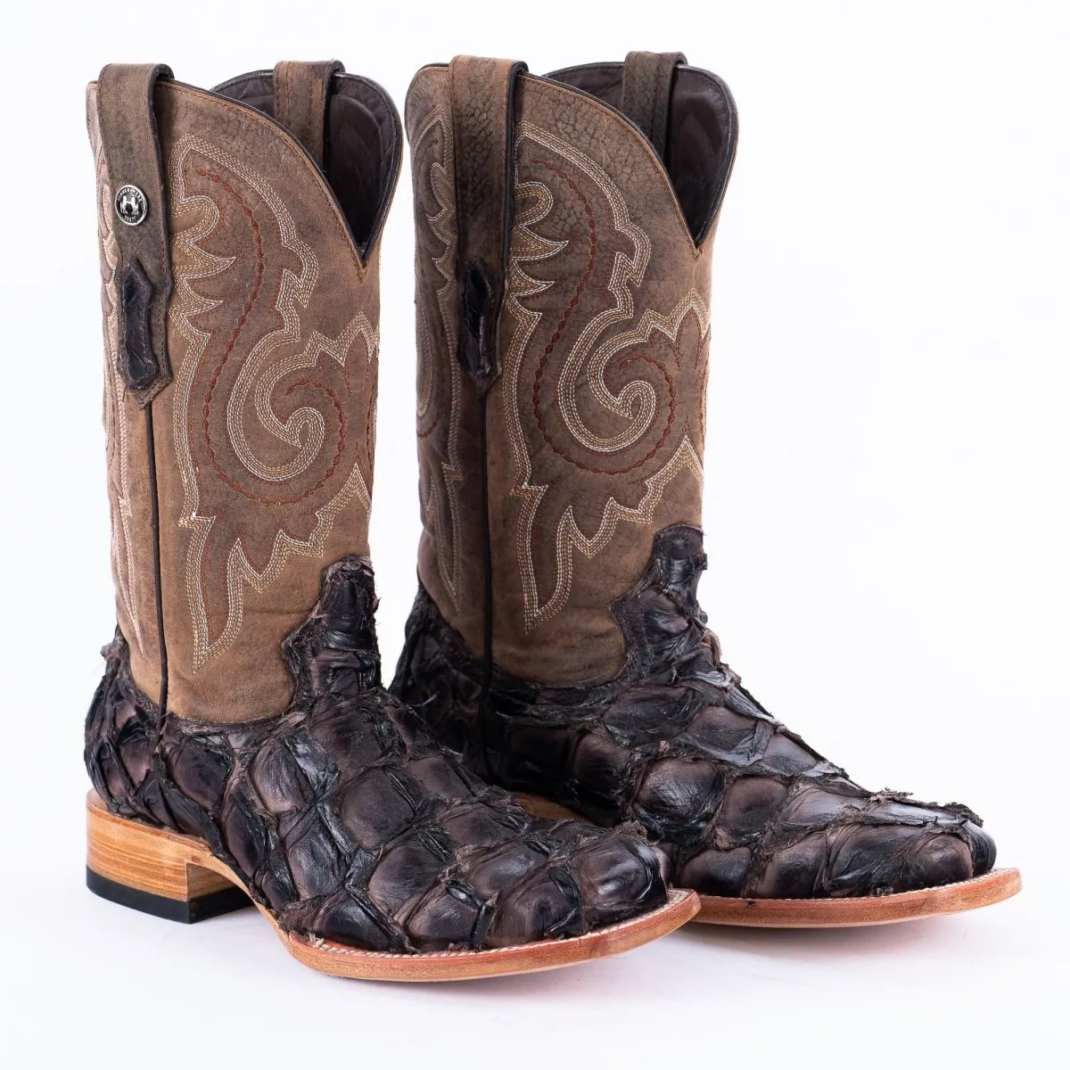 TANNER MARK MEN'S EXOTIC LEATHER Fish Tabacco Shine Cowboy Boots