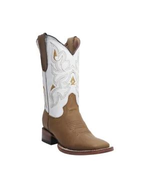 TANNER MARK YOUTH Rooster Crazy Tan Western Youth Boots Bone Top