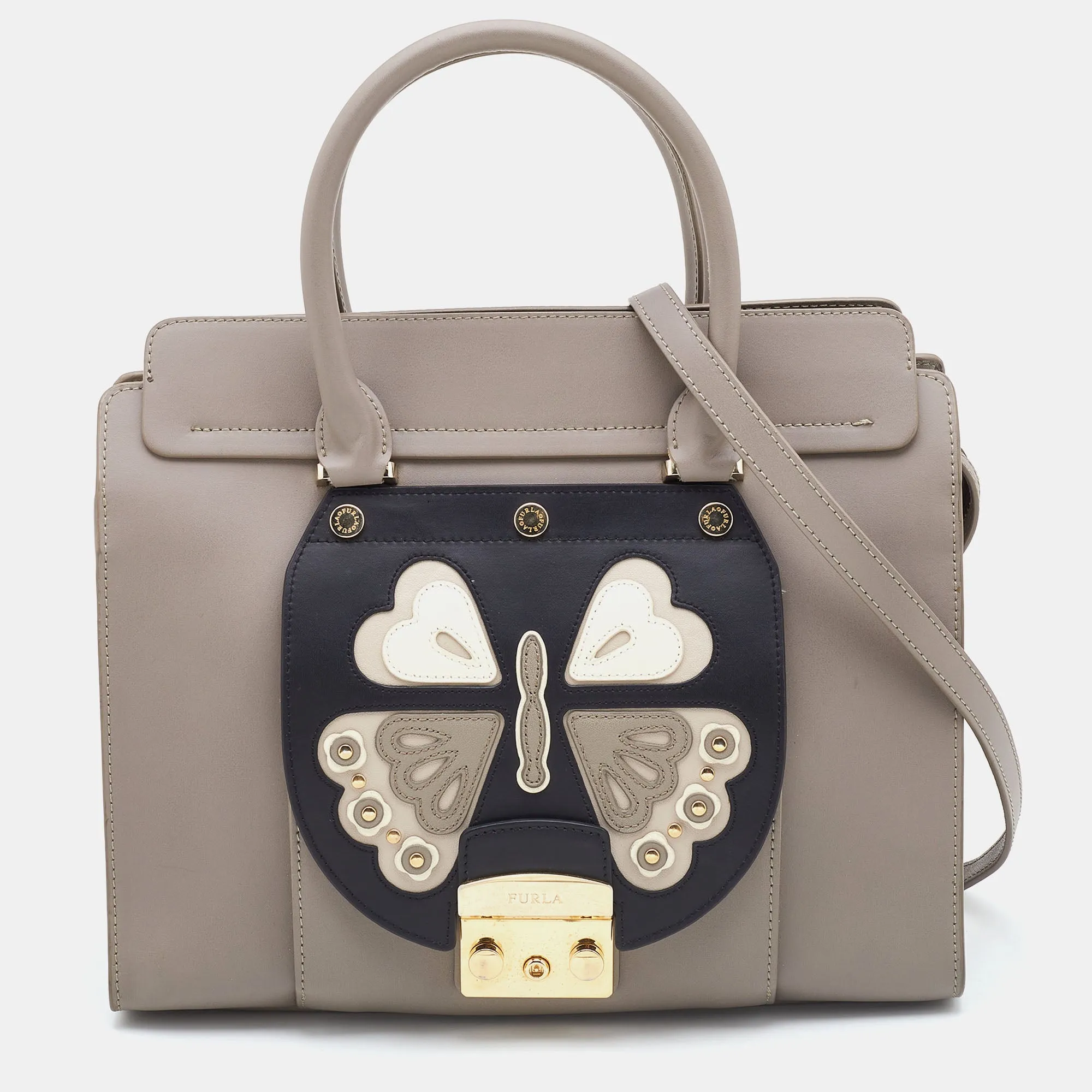 Taupe/Black Leather Metropolis Magia Tote