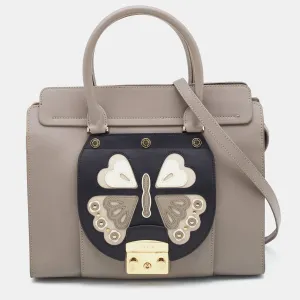 Taupe/Black Leather Metropolis Magia Tote