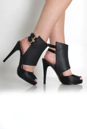 Taylor Black Snakeskin Panel Heels