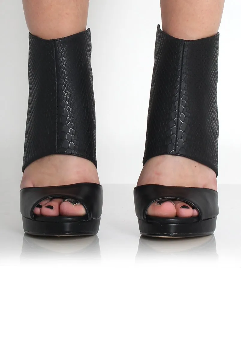 Taylor Black Snakeskin Panel Heels
