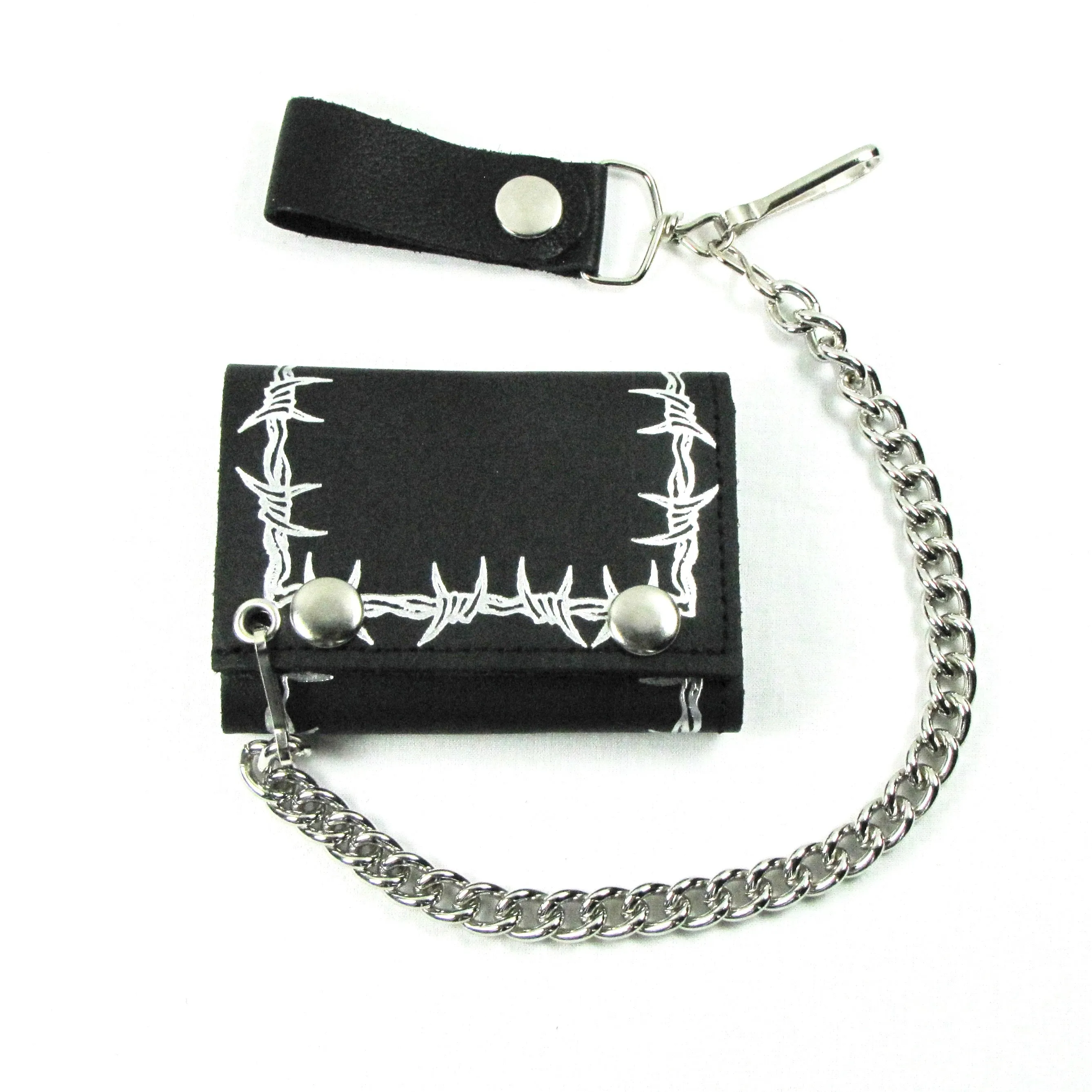 TC304-XL1 Tri-Fold Wallet w/ Chain- XL Barbed Wire