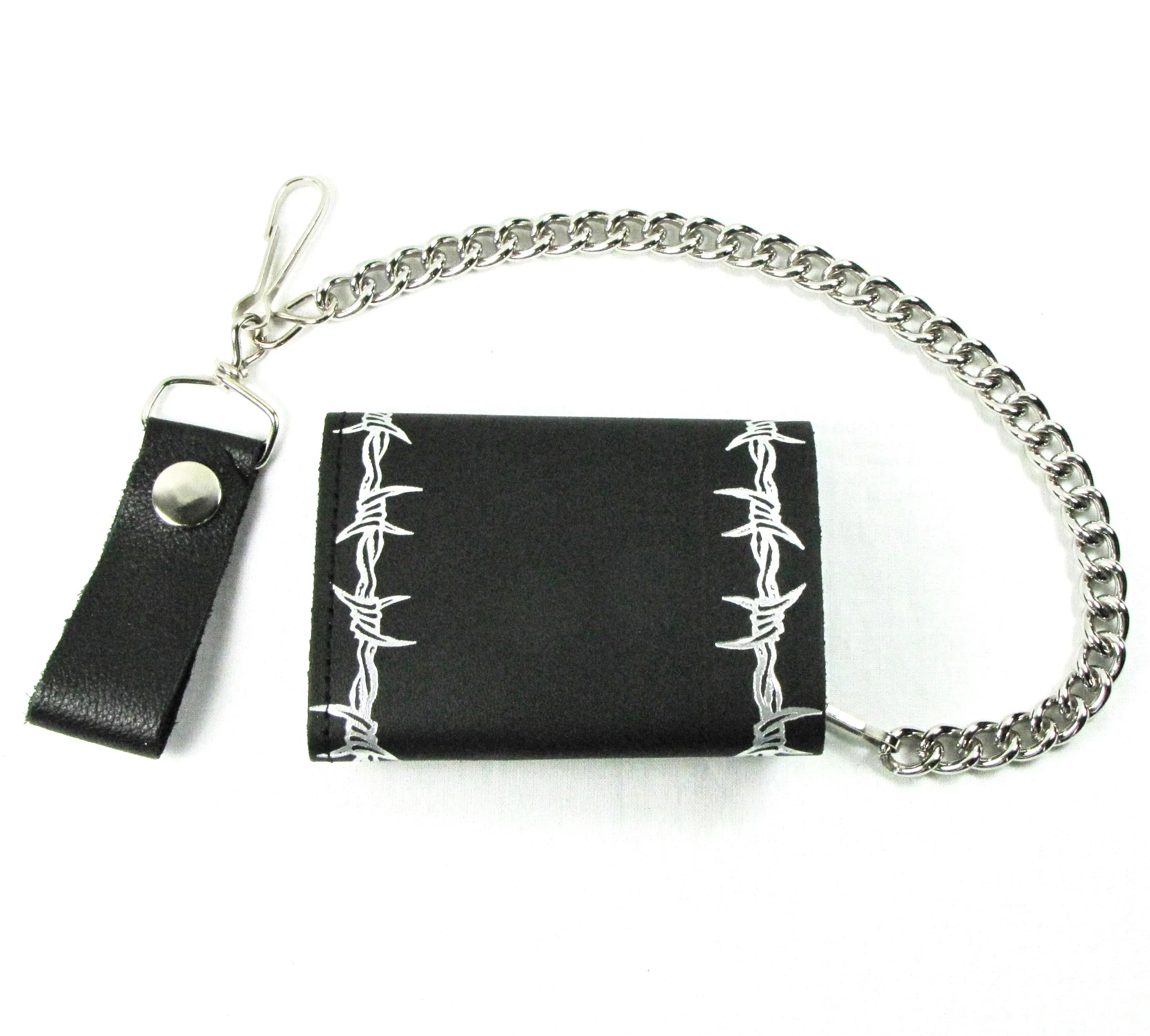 TC304-XL1 Tri-Fold Wallet w/ Chain- XL Barbed Wire