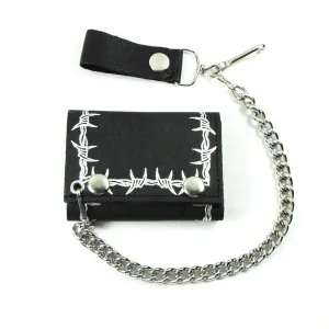 TC304-XL1 Tri-Fold Wallet w/ Chain- XL Barbed Wire