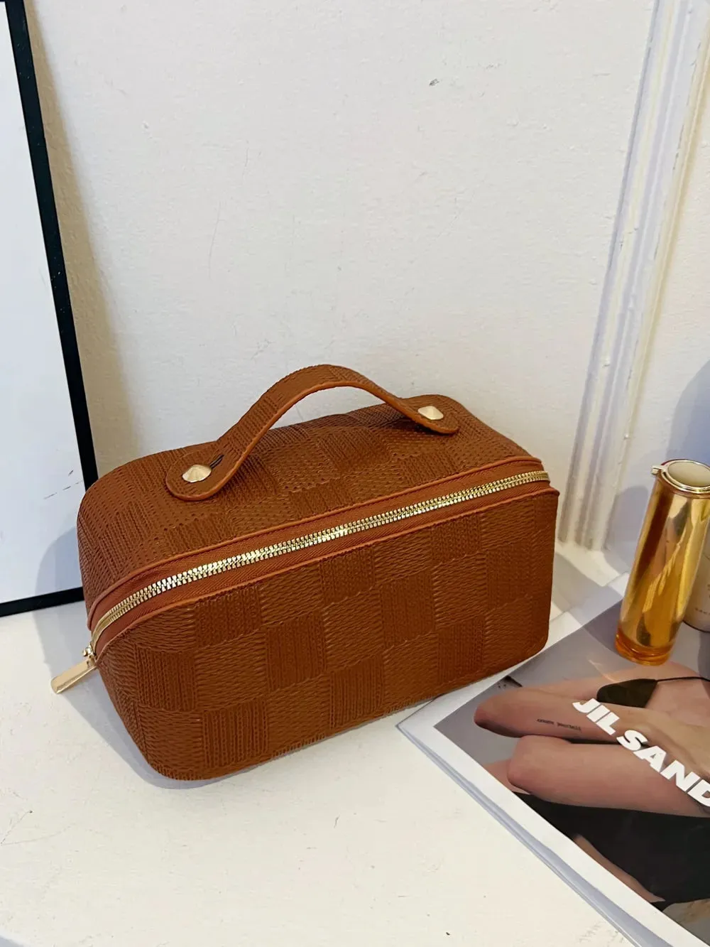 Texture PU Leather Cosmetic Bag