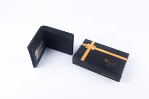 Textured Black Genuine leather wallet for men – Slim Luxury Purse