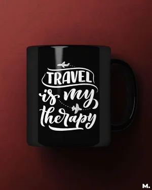 Travel is my therapy printed mugs