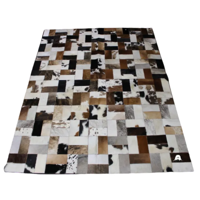 Tricolor Patchwork Cowhide Rug – 7.10ft x 5.10 ft Premium Cowhide Rug