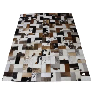 Tricolor Patchwork Cowhide Rug – 7.10ft x 5.10 ft Premium Cowhide Rug