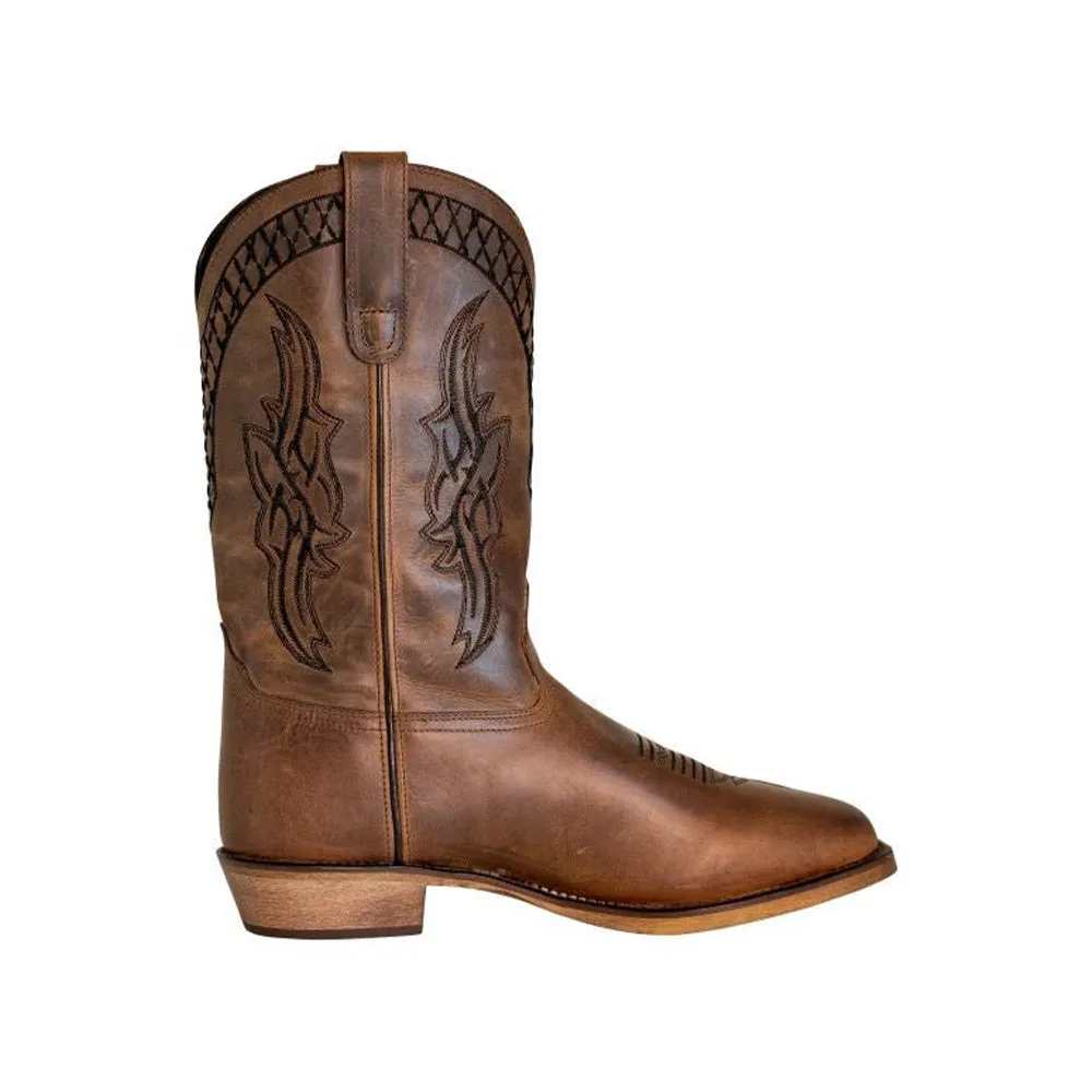 TuffRider Men’s Grand Canyon Leather Embroidered Wide Square Toe Western Boots
