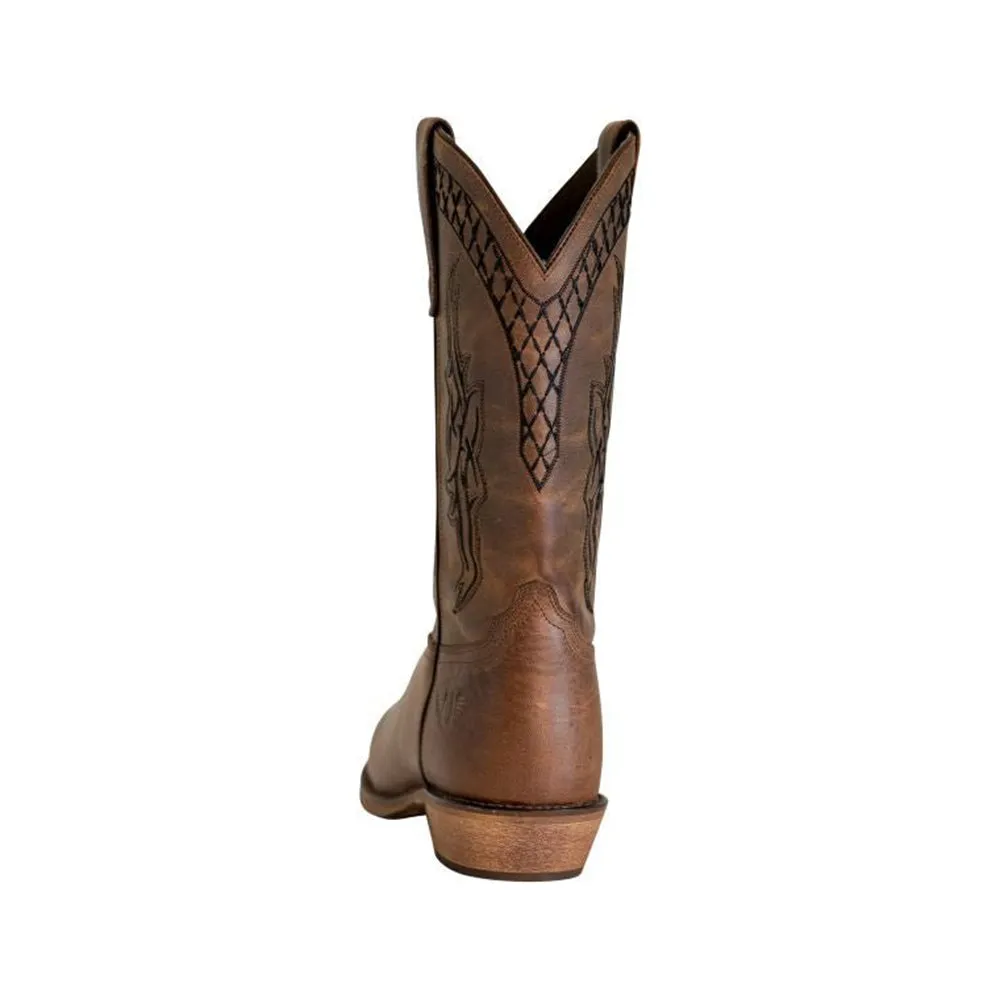 TuffRider Men’s Grand Canyon Leather Embroidered Wide Square Toe Western Boots