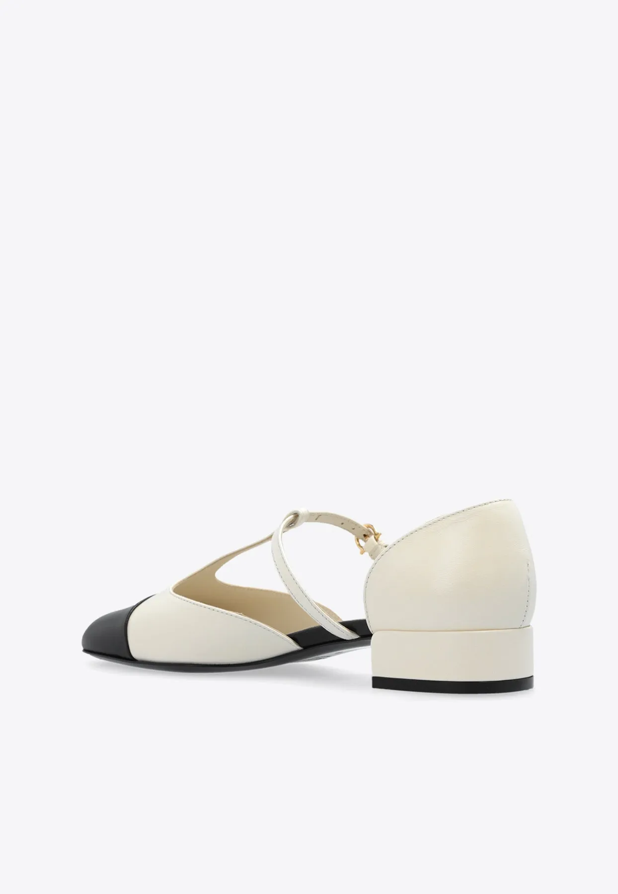 Two-Tone T-strap Ballet Flats