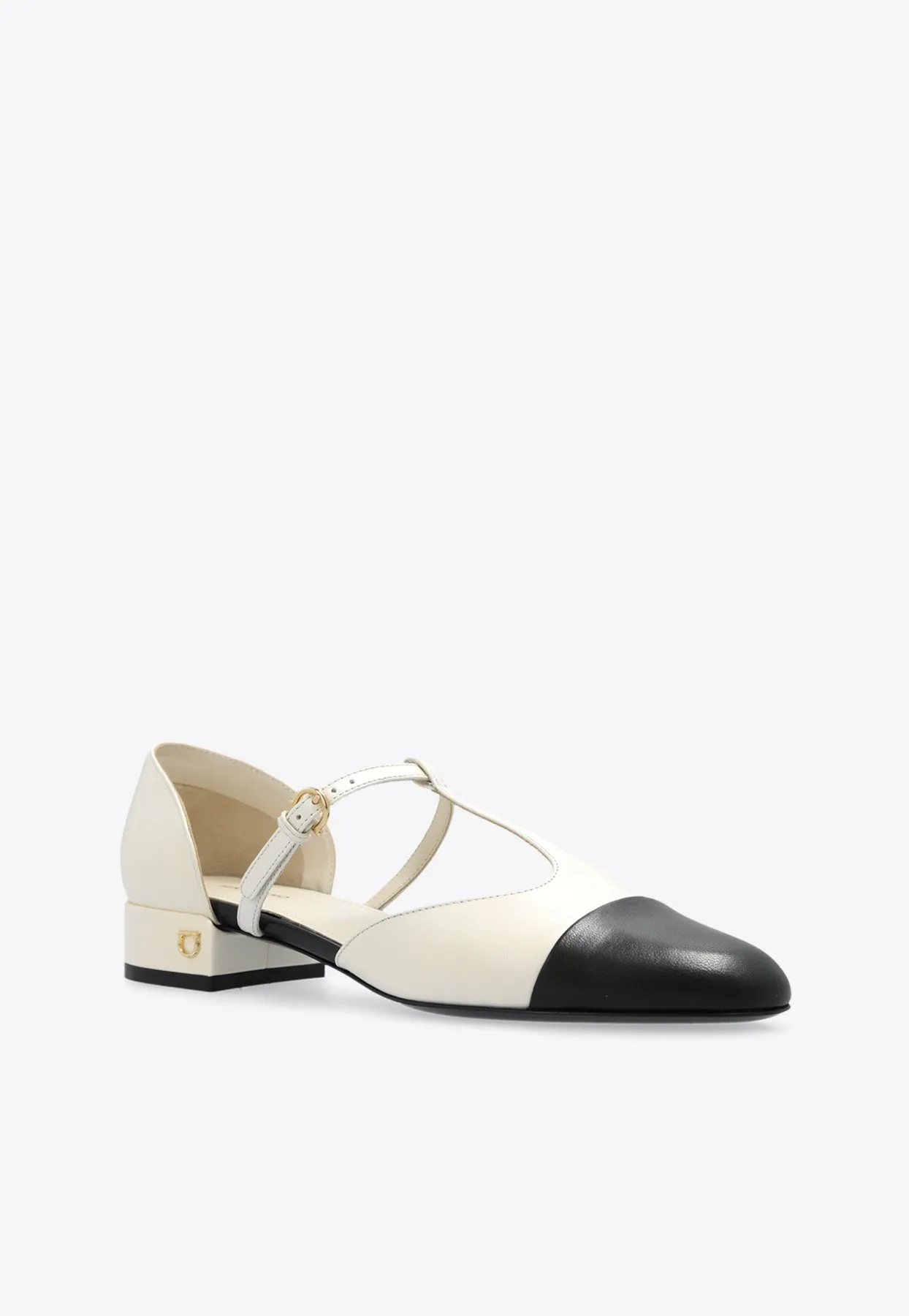 Two-Tone T-strap Ballet Flats