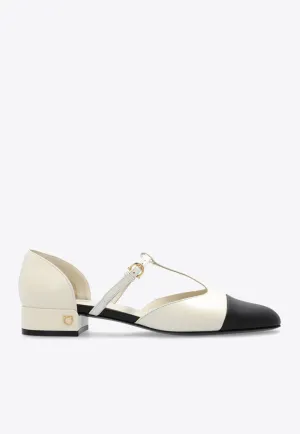 Two-Tone T-strap Ballet Flats