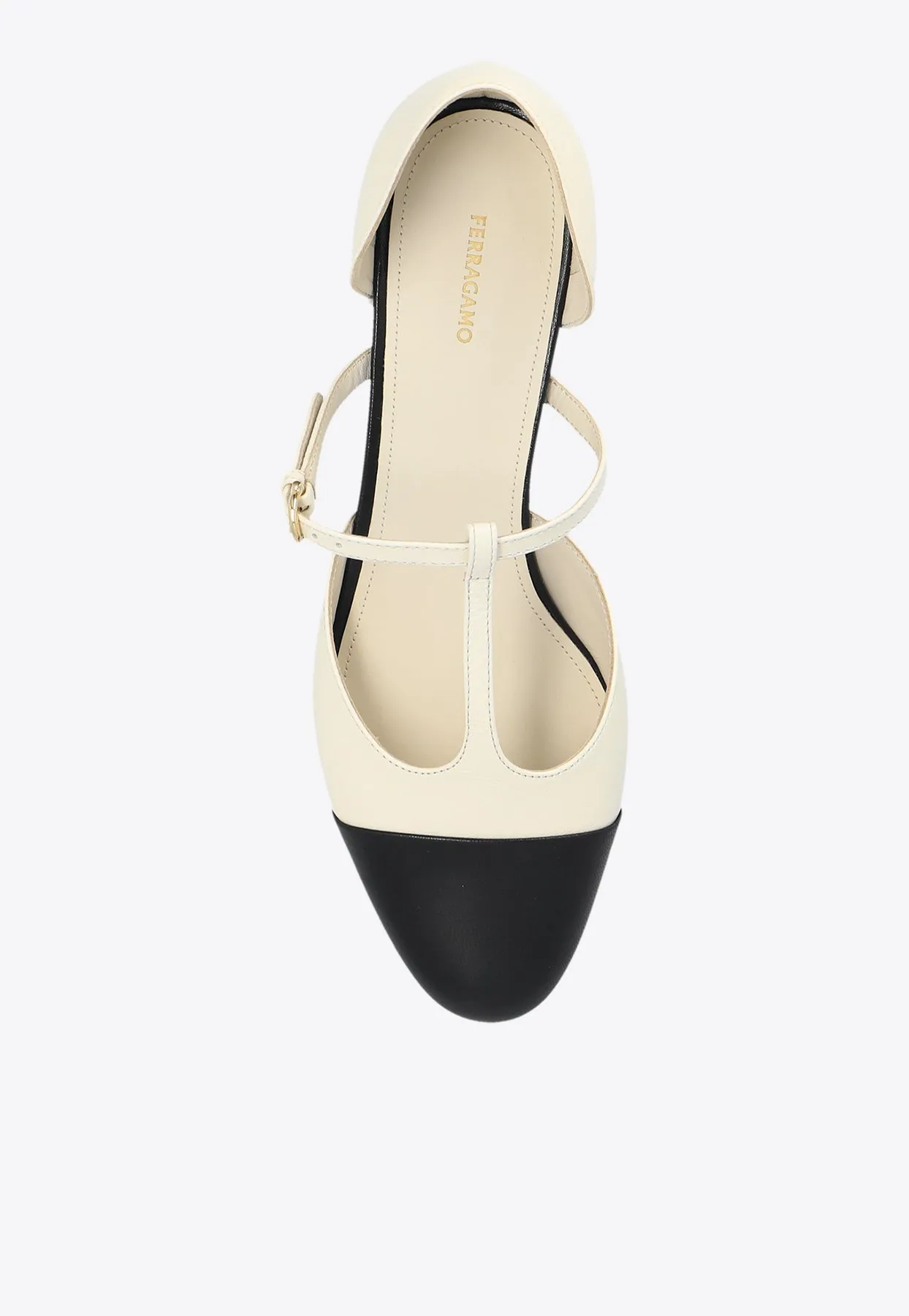 Two-Tone T-strap Ballet Flats