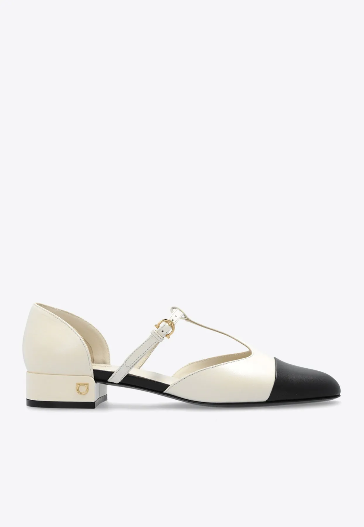Two-Tone T-strap Ballet Flats