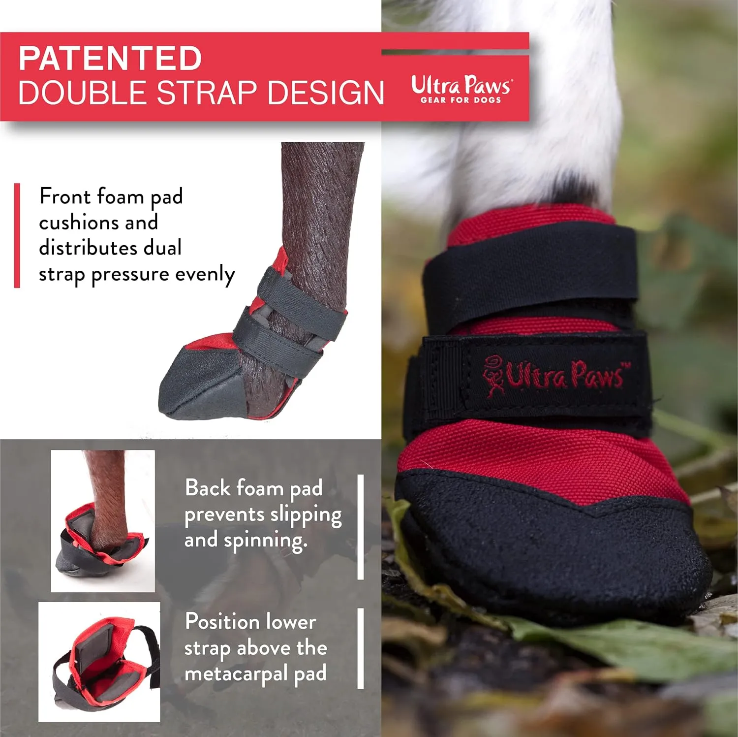 Ultra Paws Dog Boot (4 boots) - Durable Red