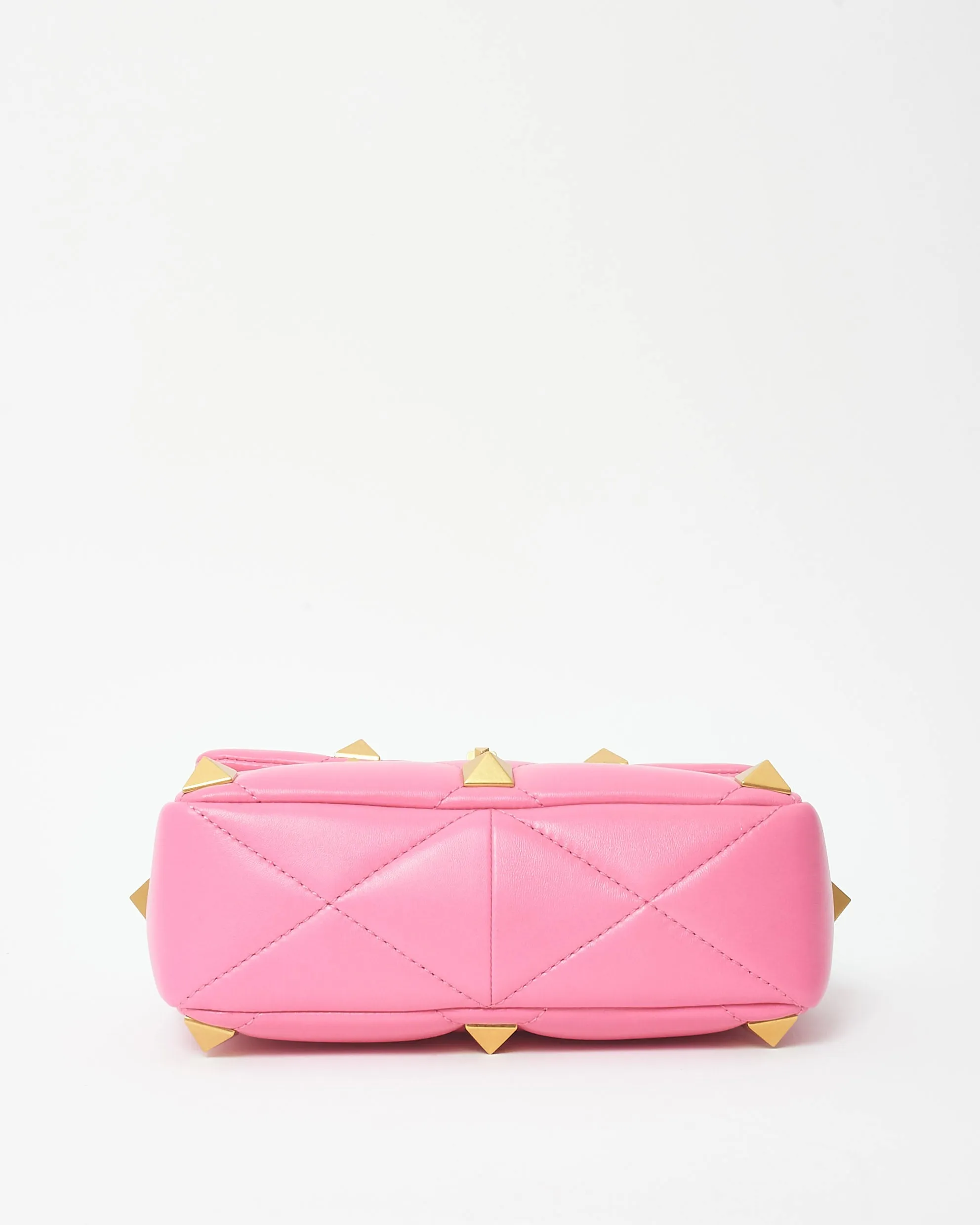 Valentino Bright Pink Leather Roman Stud Medium Crossbody Bag