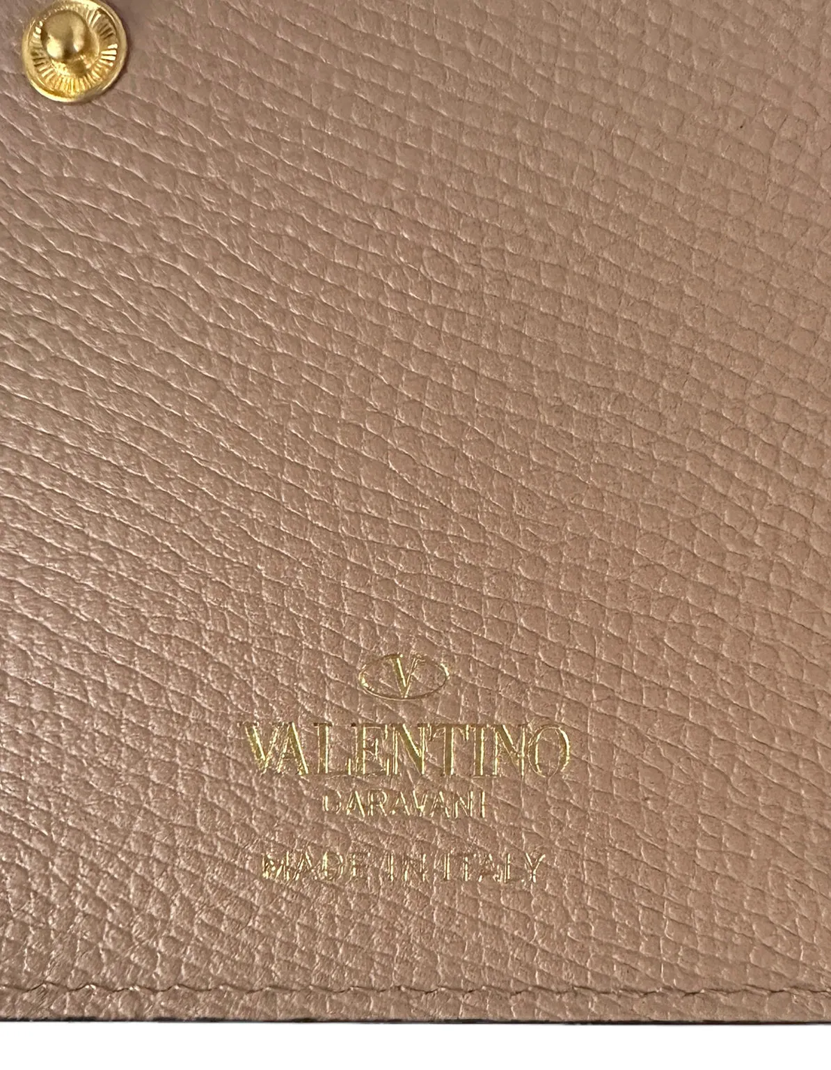 Valentino NEW Vlogo Rose Cannelle Signature Grainy Calfskin Cardholder Wallet