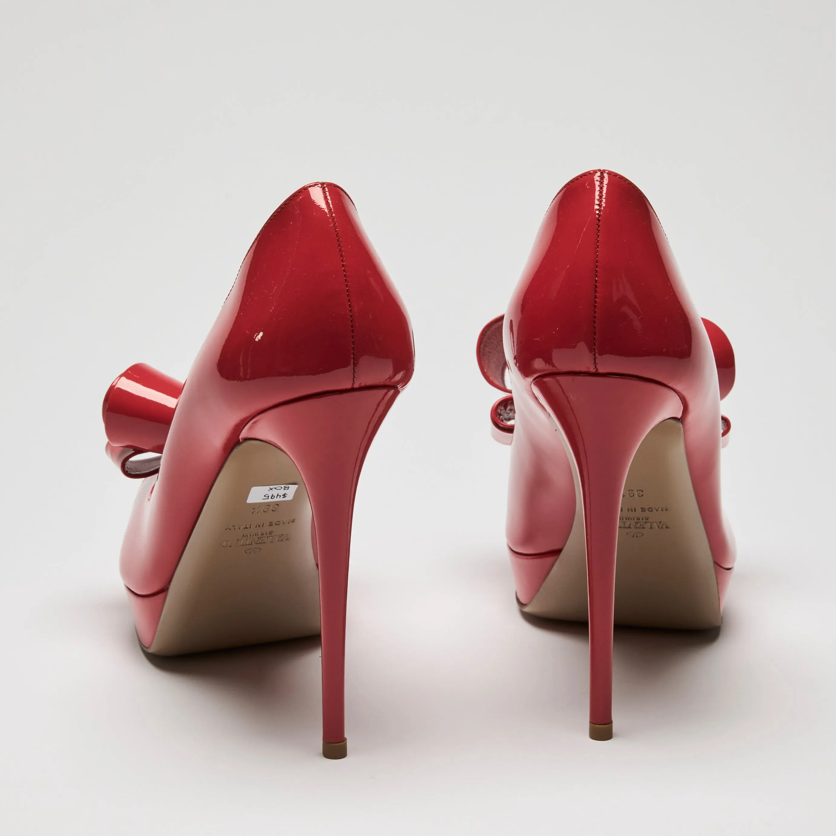 Valentino Red Patent Leather Bow Pumps Size 39.5