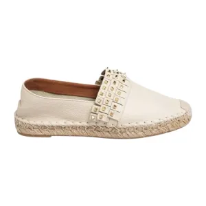 Valentino Shoes, Cream Leather Studded Espadrilles Flats (size 36)