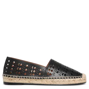 Vienne black leather espadrilles