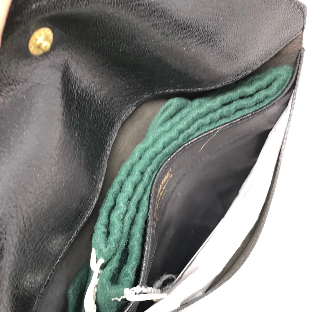 Vintage: Labagagerie black leather rounded flap clutch