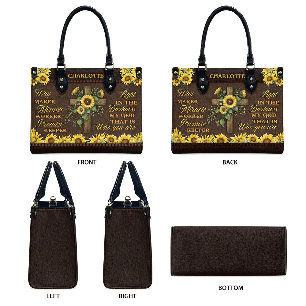 Way Maker Miracle Worker Sunflower Leather Bag