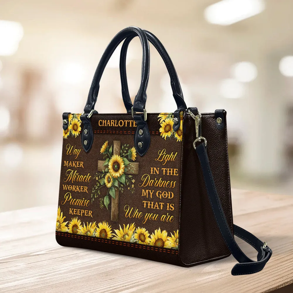 Way Maker Miracle Worker Sunflower Leather Bag