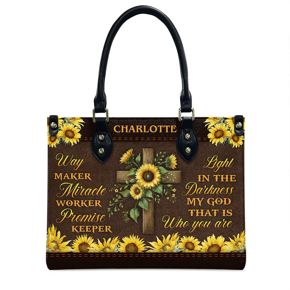 Way Maker Miracle Worker Sunflower Leather Bag