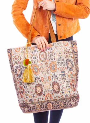 Western Shoulder Tote Textured Floral Print