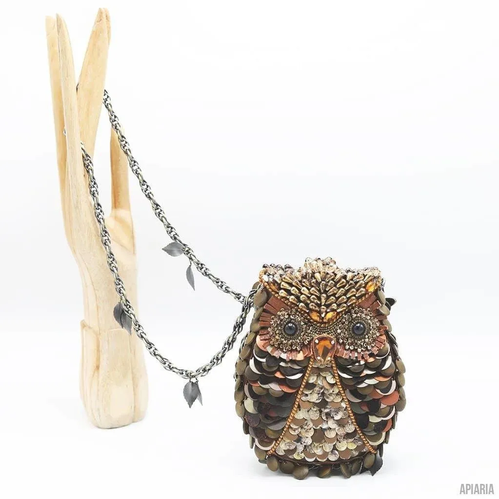 What A Hoot Handbag by Mary Frances, Hand beaded and embroidered