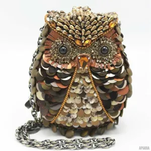 What A Hoot Handbag by Mary Frances, Hand beaded and embroidered