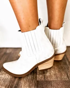White Western Ankle Boots