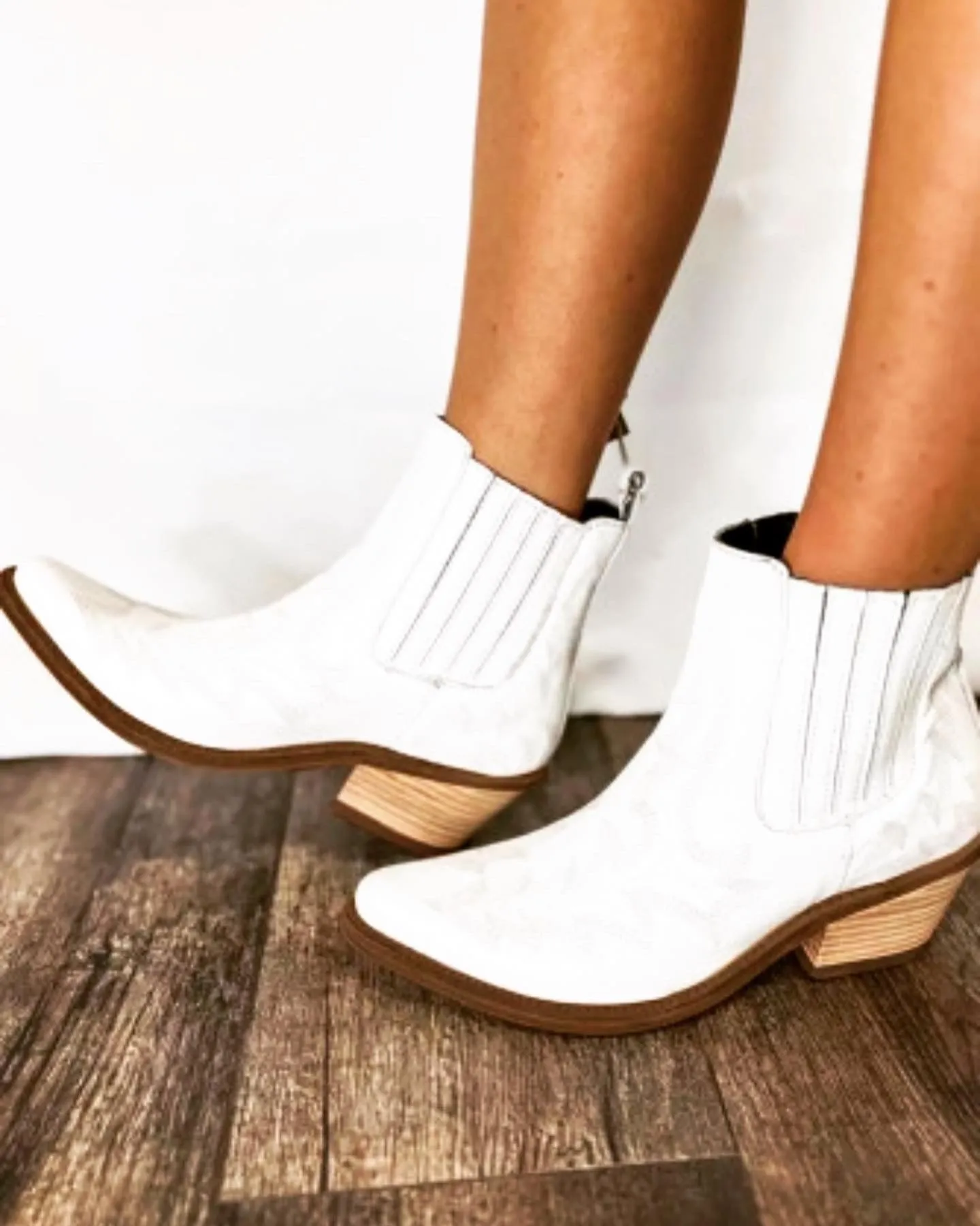 White Western Ankle Boots