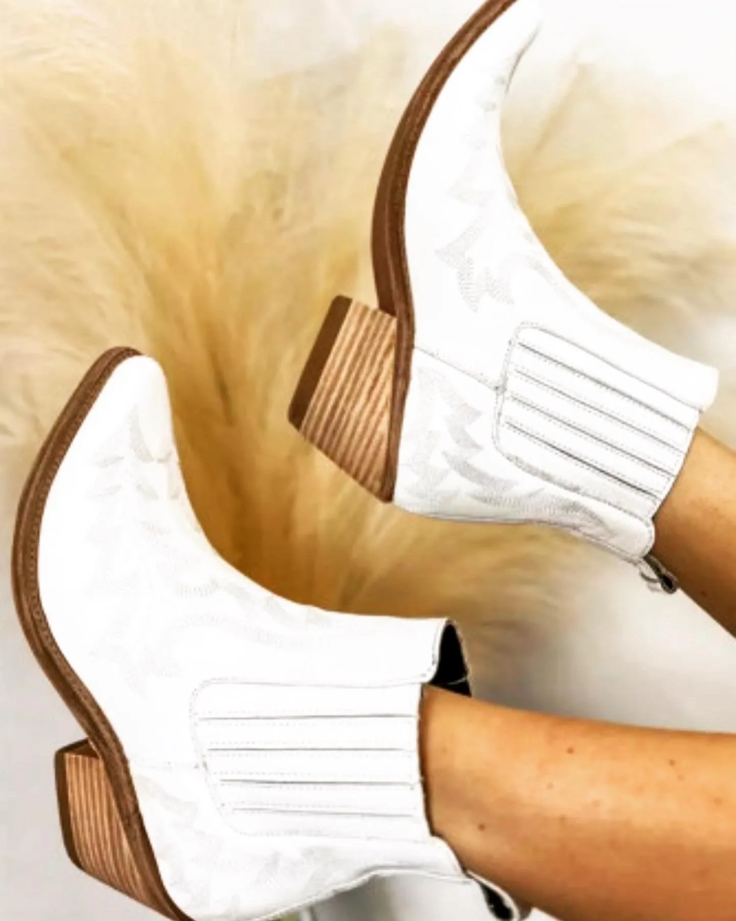White Western Ankle Boots