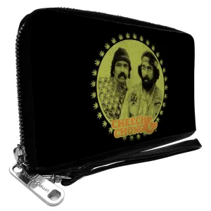 Wholesale PU Zip Around Wallet Rectangle - CHEECH & CHONG Next Movie Pose Black/Green/Orange