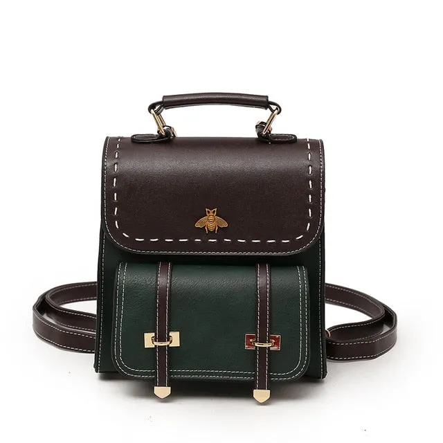 Women Backpack Little Bee School College Backpack Quality Vintage Leather Preppy Female Backpack Travel Bag mochila Dropshipping