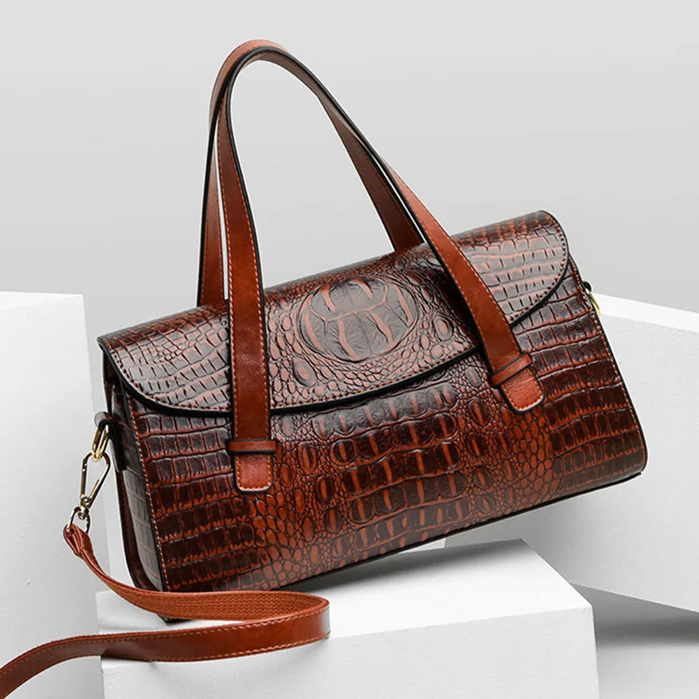 Women Bags Black Crocodile Faux Leather Handbags