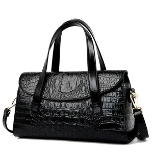 Women Bags Black Crocodile Faux Leather Handbags