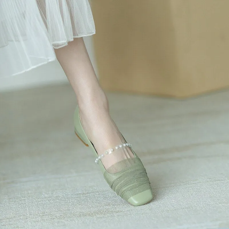 Women Low Heels Square Toe Casual
