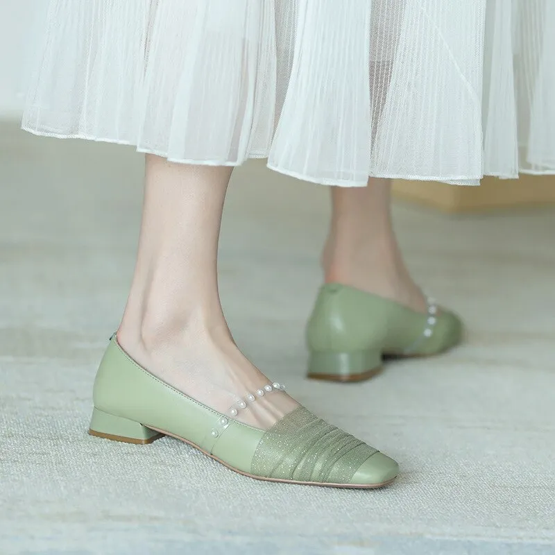 Women Low Heels Square Toe Casual