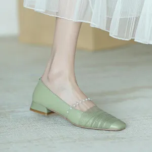 Women Low Heels Square Toe Casual