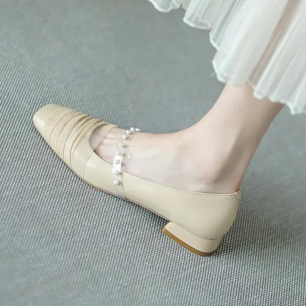 Women Low Heels Square Toe Casual