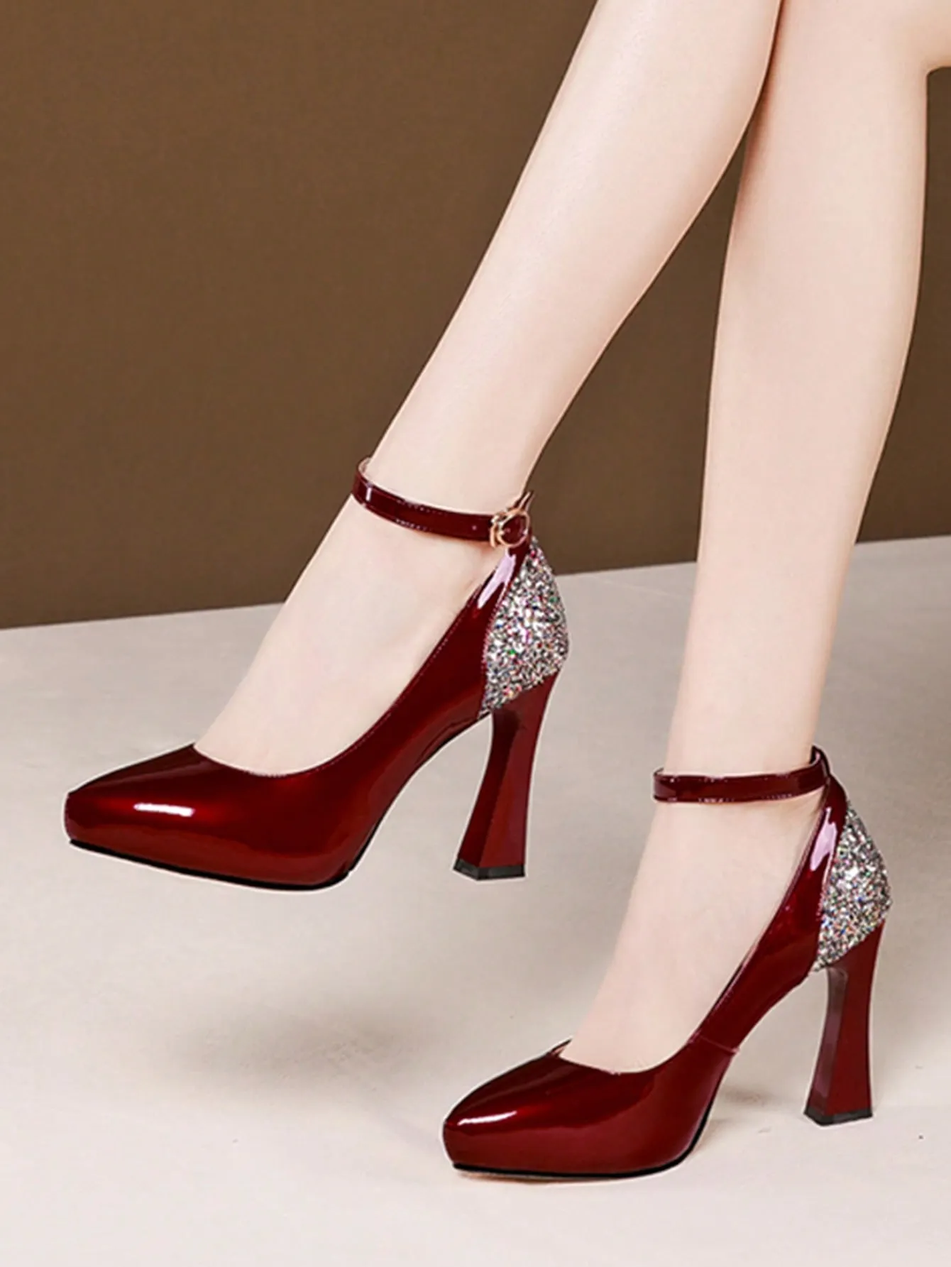 Women Non-Slip Platform High Heels Shoes, New Spring Autumn Qipao Pumps, Slip-On Career Office Ladies High Heels